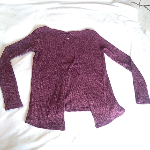 American Eagle Ribbed Open Back Sweater in Burgundy Size XS - Picture 7 of 9